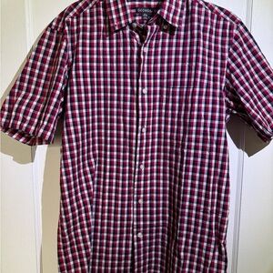 George Men’s Red, Black and White Gingham Short-Sleeve Button-Down Shirt